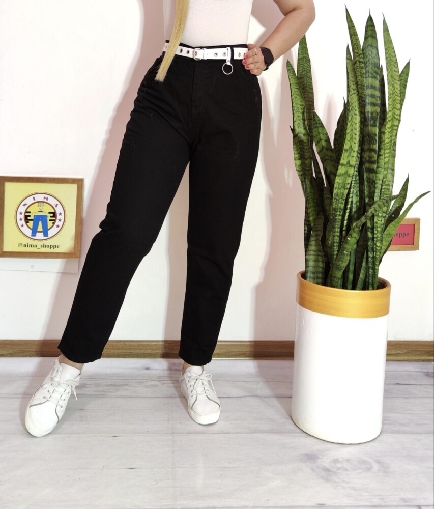 شلوارجین مام مشکی سایزبزرگ کد 3031