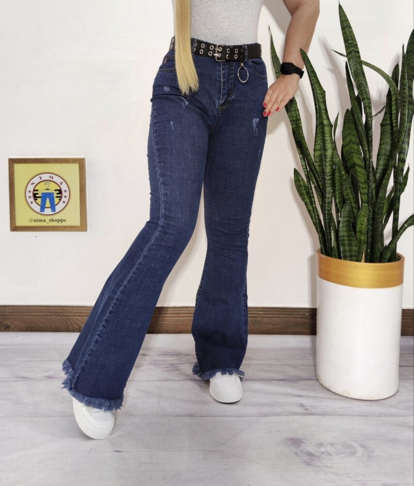 شلوار جین بوت کات پایین ریش کد 3038