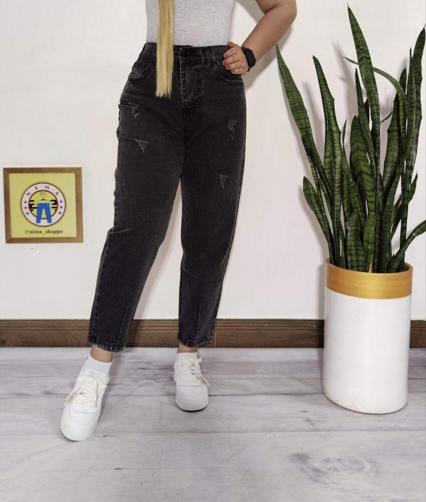 شلوار جین مام ذغالی و مشکی کد 3055