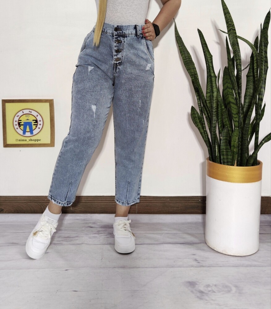 شلوار جین مام آبی کد 3056