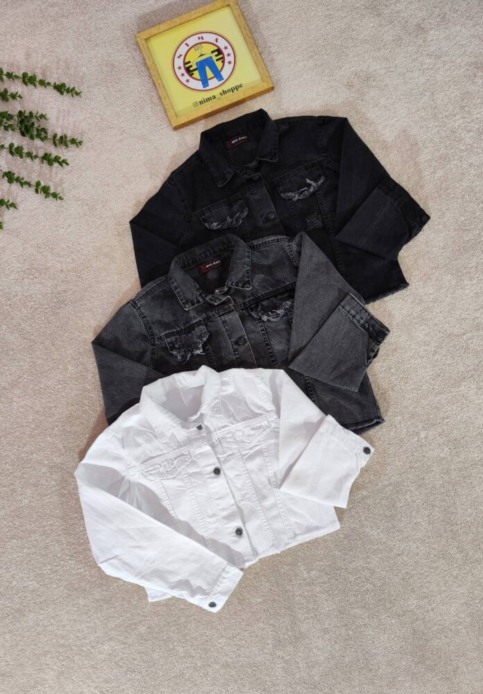 کت جین ذغالی تیره و ذغالی و سفید کد 706۰