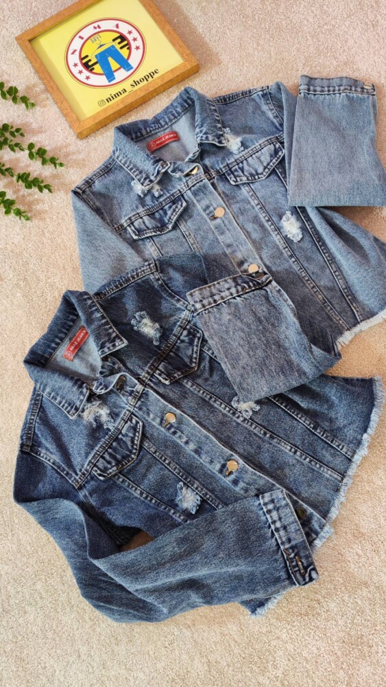 کت جین گرم بالا آبی روشن و تیره کد 705