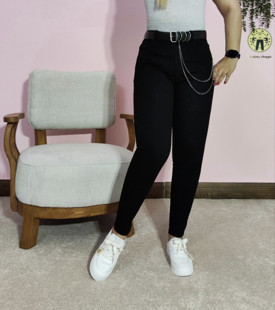 شلوارجین اسکینی مشکی کد 3073