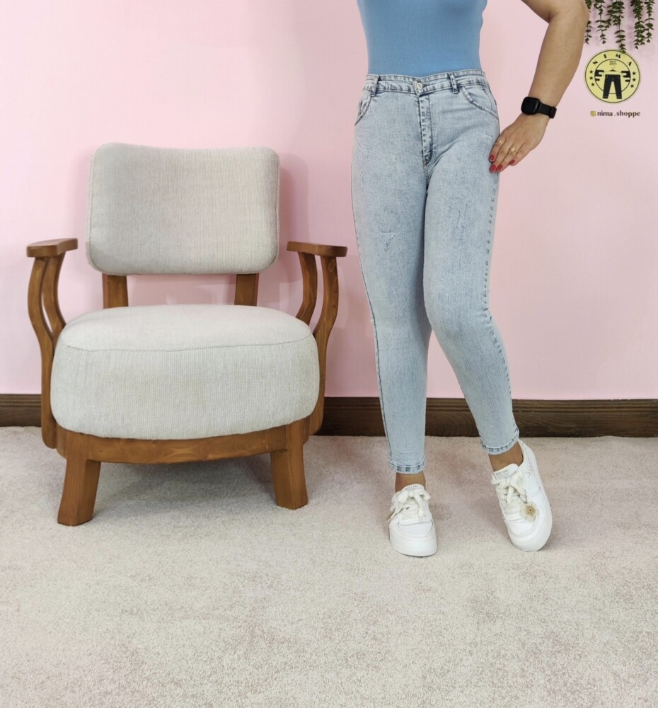 شلوار جین اسکینی آبی روشن کد 3099