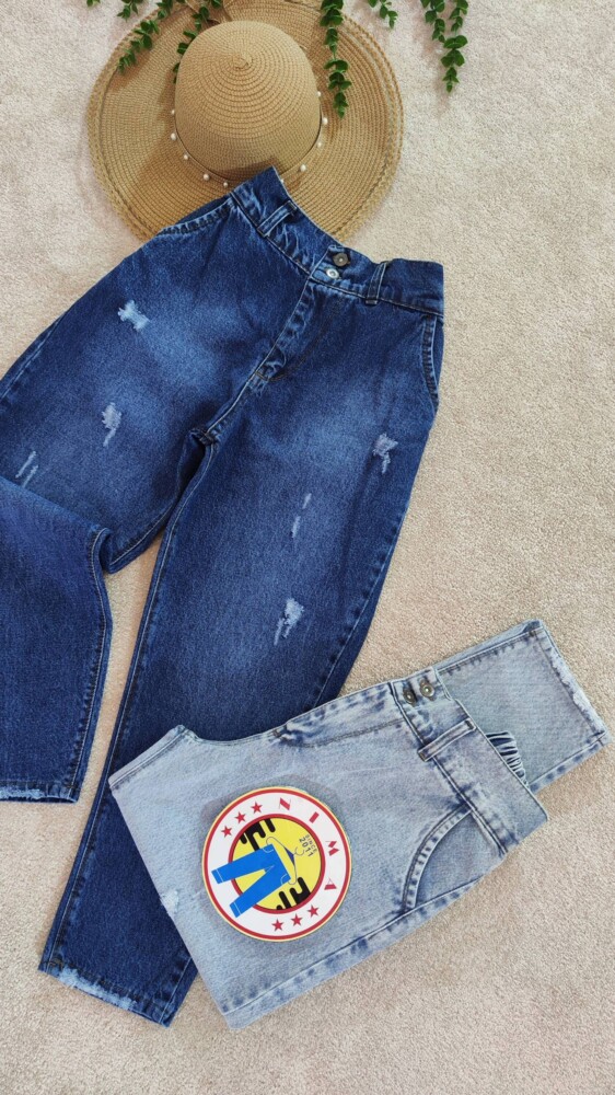 شلوارجین مام آبی روشن و تیره کد3133