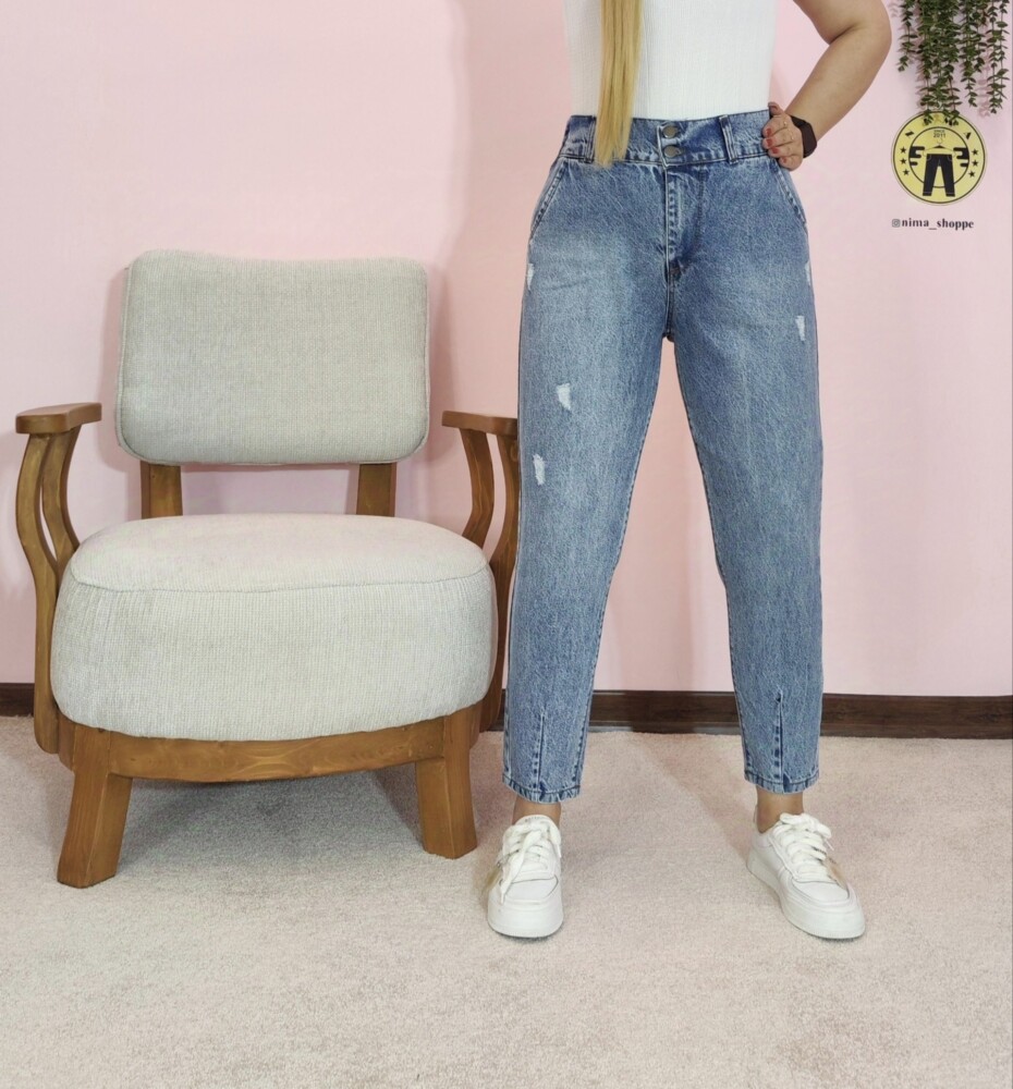 شلوارجین مام آبی کد 3129